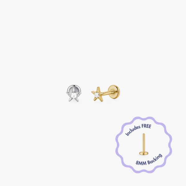 Ellie Star Titanium Flat Back Stud (Single)