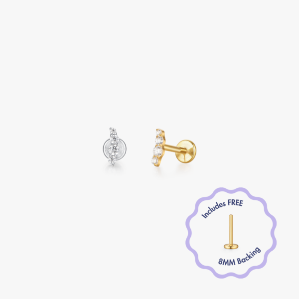 Alina Titanium Flat Back Stud (Single)