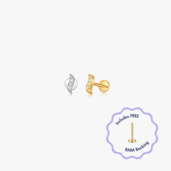 Wave Titanium Flat Back Stud (Single)