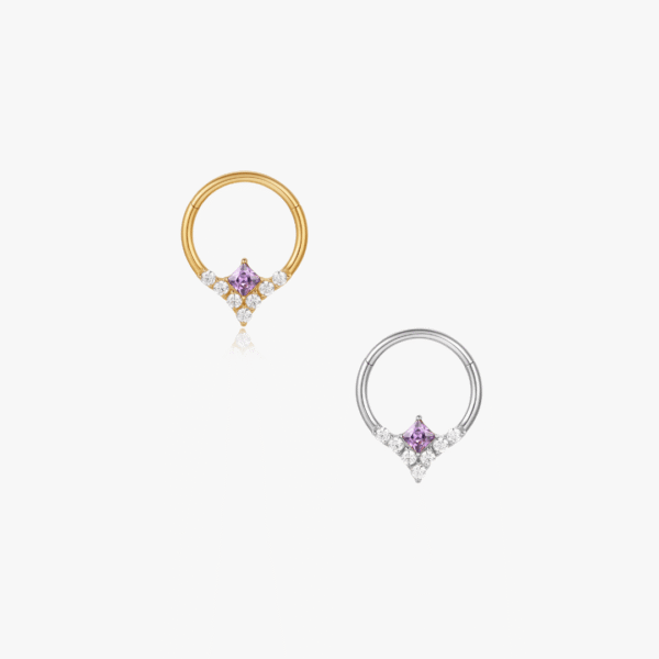 Purple Gem Lila Titanium Hoop (Single)